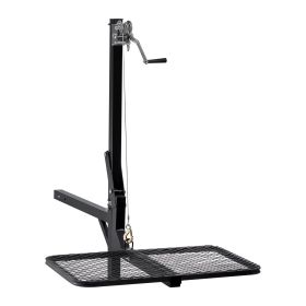 Hitch Deer Hoist with Lifting System Platform, 300 lbs Load Capacity, Game Hoist Winch Lift with 2-inch Receiver, 360-Degree Swivel Shaft & Folda