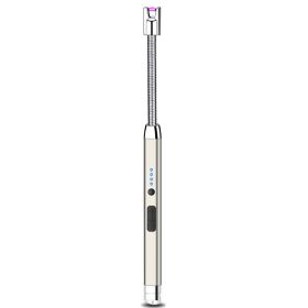 Lighter Electric Lighter Rechargeable Arc USB Candle Lighters With LED Battery Display; Flexible Neck Windproof Flameless Plasma Long Lighters Fo (Color: Silvery)